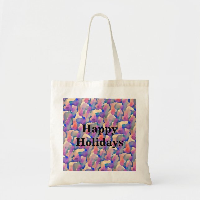 Watercolor Pattern Personalised Holiday Tote Bag (Front)
