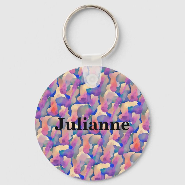 Watercolor Pattern Personalised Keychain (Front)