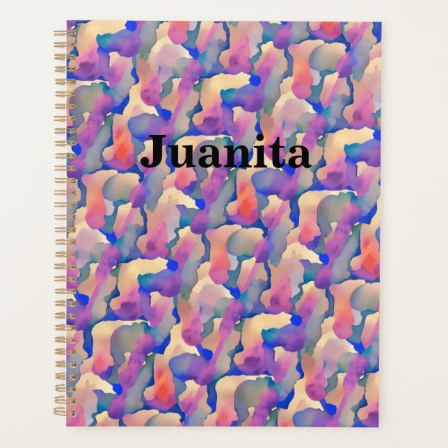 Watercolor Pattern Personalised Planner (Front)