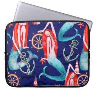 Watercolor pattern sea laptop sleeve