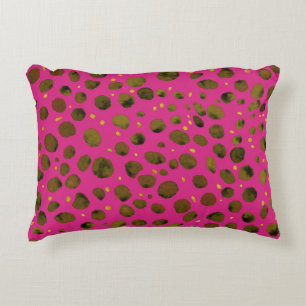 Watercolor Pattern with Abstract Cheetah Skin. Decorative Cushion