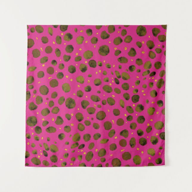 Watercolor Pattern with Abstract Cheetah Skin. Tapestry (Front)