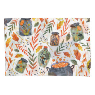 Watercolor Pattern with Autumn Foliage. Pillowcase