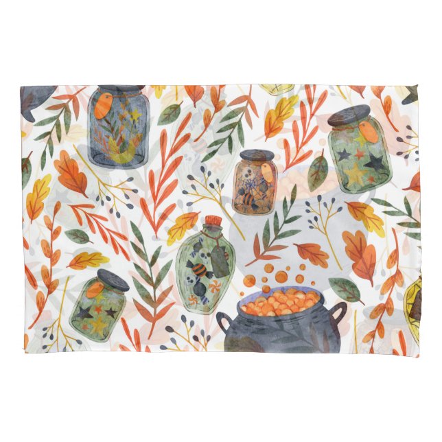 Watercolor Pattern with Autumn Foliage. Pillowcase (Front)