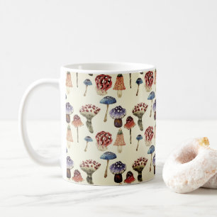 Watercolor pattern with colourful mushrooms coffee mug