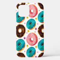 Watercolor pattern with pink, blue and chocolate d
