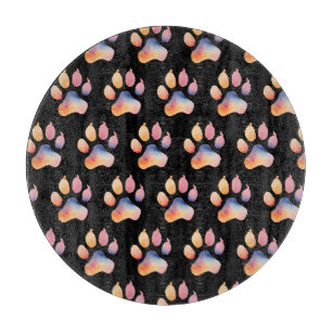 Watercolor Paw Print Background Cutting Board