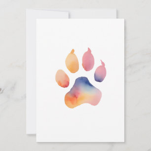 Watercolor Paw Print Background Invitation