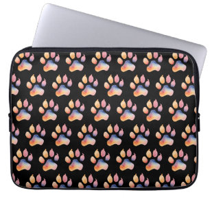 Watercolor Paw Print Background Laptop Sleeve