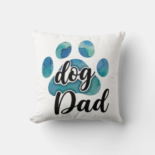 Watercolor Paw Print Dog Dad Pet Lover Father Cushion