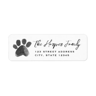 Watercolor Paw Print Return Address Label