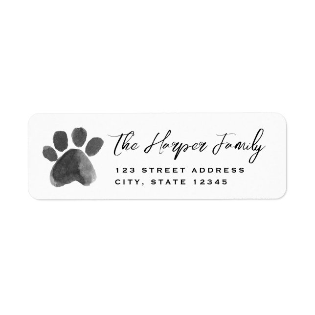Watercolor Paw Print Return Address Label (Front)