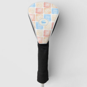 Watercolor Paw Prints & Hearts in Boxes Golf Head Cover