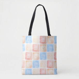 Watercolor Paw Prints & Hearts in Boxes Tote Bag