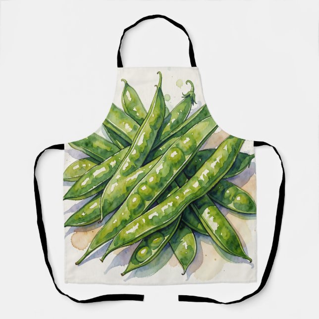 Watercolor Pea Pods Apron (Front)