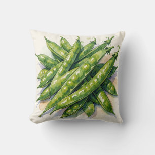 Watercolor Pea Pods Cushion