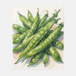 Watercolor Pea Pods Fleece Blanket