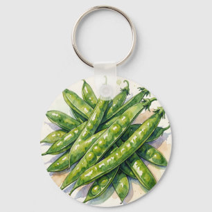 Watercolor Pea Pods Key Ring