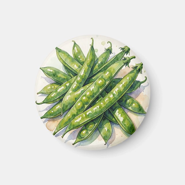 Watercolor Pea Pods Magnet (Front)