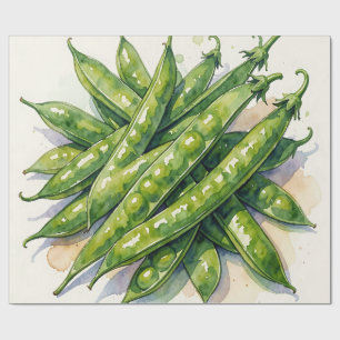 Watercolor Pea Pods Wrapping Paper