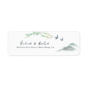 Watercolor Peaceful Green Mountain Return Address Label