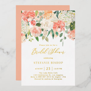 Watercolor Peach and Ivory Flowers Bridal Shower
