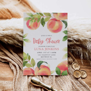 Watercolor Peach Baby Shower Invitation