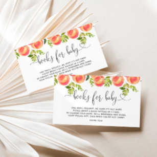 Watercolor peach books for baby ticket enclosure card