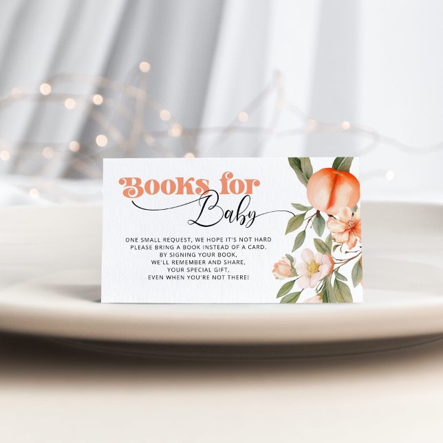 Watercolor Peach books for baby ticket Enclosure Card (Creator Uploaded)