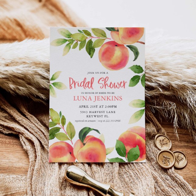 Watercolor Peach Bridal Shower Invitation (Creator Uploaded)
