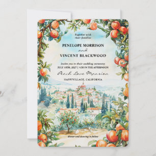 Watercolor Peach City Wedding Invitation