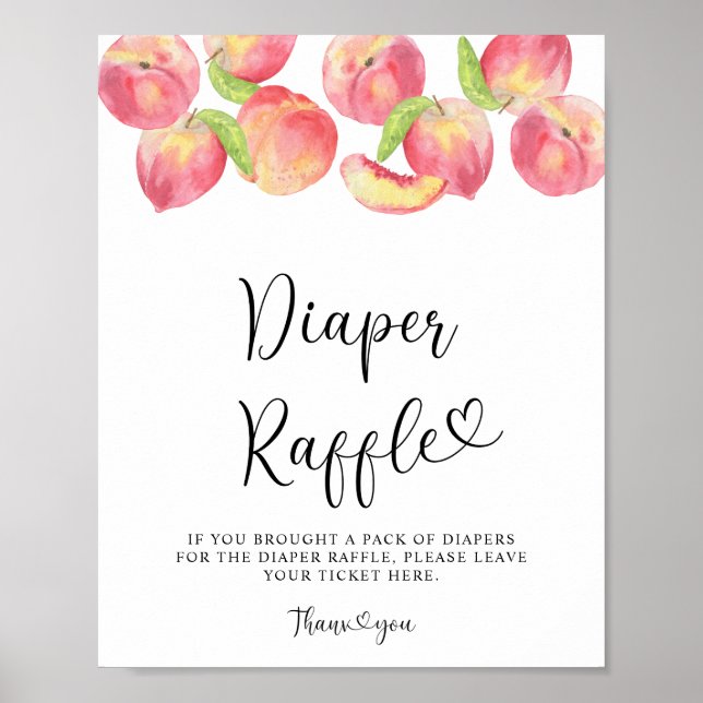 Watercolor peach diaper raffle poster (Front)