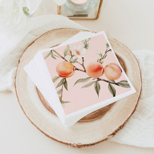 Watercolor peach elegant birthday party napkin