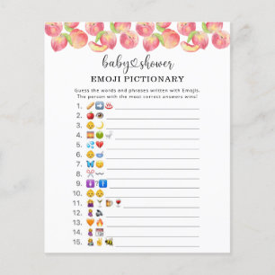 Watercolor peach Emoji picture game baby shower