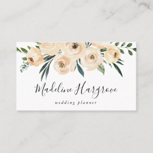 Watercolor Peach Floral & Greenery Business Card
