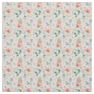 Watercolor Peach Floral Soft Romantic Fabric
