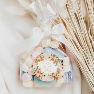 Watercolor Peach Girl Baby Shower Thank You Classic Round Sticker