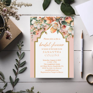 Watercolor Peach Gold Floral Bridal Shower Invitation