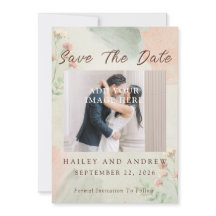 Watercolor Peach & Green Minimal Wedding Photo