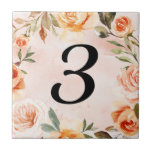 Watercolor Peach Navy Floral House Number  Ceramic Tile<br><div class="desc">More pretty Home Decor in the Little Bayleigh Store!</div>