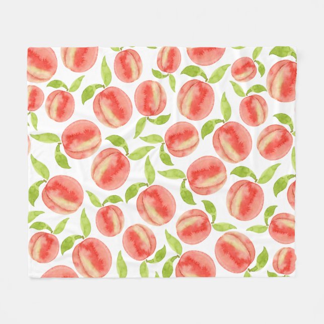 Watercolor Peach Pattern  Fleece Blanket (Front (Horizontal))