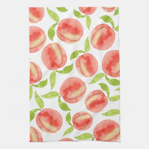 Watercolor Peach Pattern Tea Towel