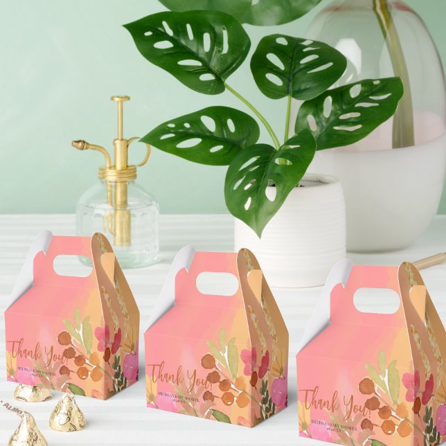 Watercolor Peach Pink Garden Blooms Favour Box (Creator Uploaded)