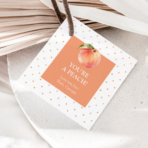 Watercolor Peach Polkadot Birthday Favour Tags