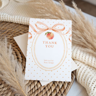 Watercolor Peach Polkadot Birthday Thank You Card