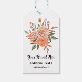 Watercolor Peach Rose Flower Arrangement Price Tag