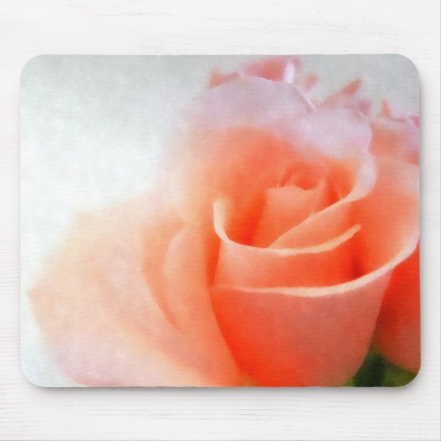 Watercolor Peach Rose Mousepad (Front)