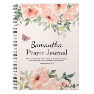 Watercolor Peach Roses Prayer Journal