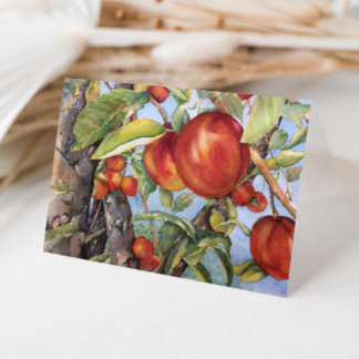 Watercolor Peach Tree Orchard Fruit Harvest Thank You Card