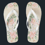 Watercolor Peach White Flowers Elegant Thongs<br><div class="desc">Watercolor Peach White Flowers Elegant Flip Flops. Unique,  beautiful,  stylish design. Easy to be personalised. Matching items are available.</div>